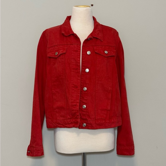 Mango Red Denim Jacket - Picture 2 of 12